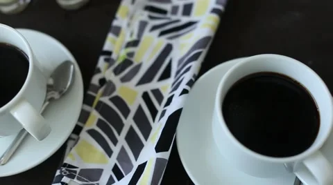 Coffee in a cafe on the table 스톡 동영상 57587542