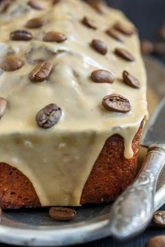 Coffee cake closeup. Stock Photos