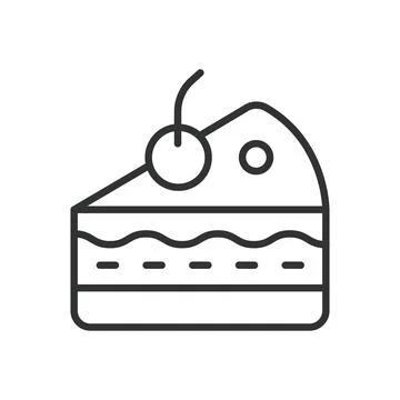 Coffee cake icon in line design. dessert cake slice coffee sweet bakery food on Stock-Illustration