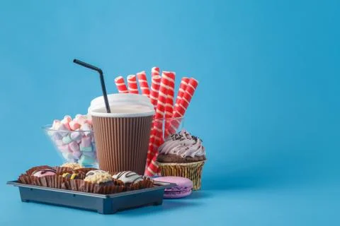 Coffee with cake served Foto stock
