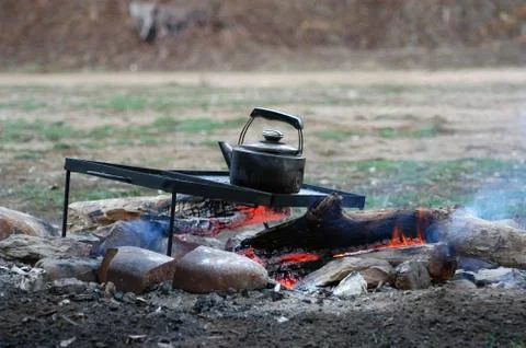 Coffee on the campfire Stock Photos