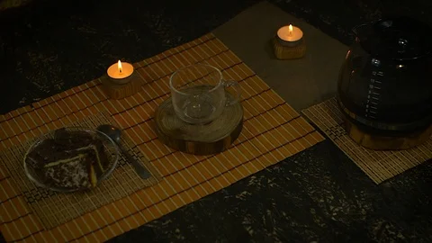 Coffee with candles  Stock Footage 88506918