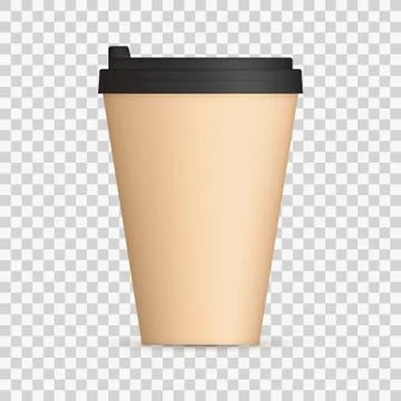 Coffee Cap with black lid mock up. Empty mug template with space for logo or  Stock Illustration