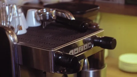 Coffee cappuccino from coffee machine in cafe Stock-Footage 105578798