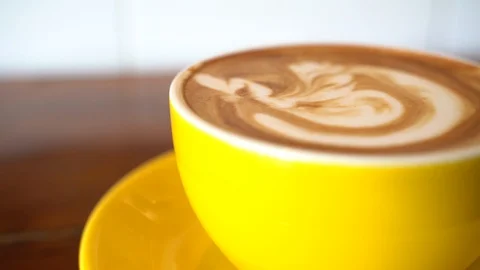 Coffee Cappuccino cup top view Video stock 113599529