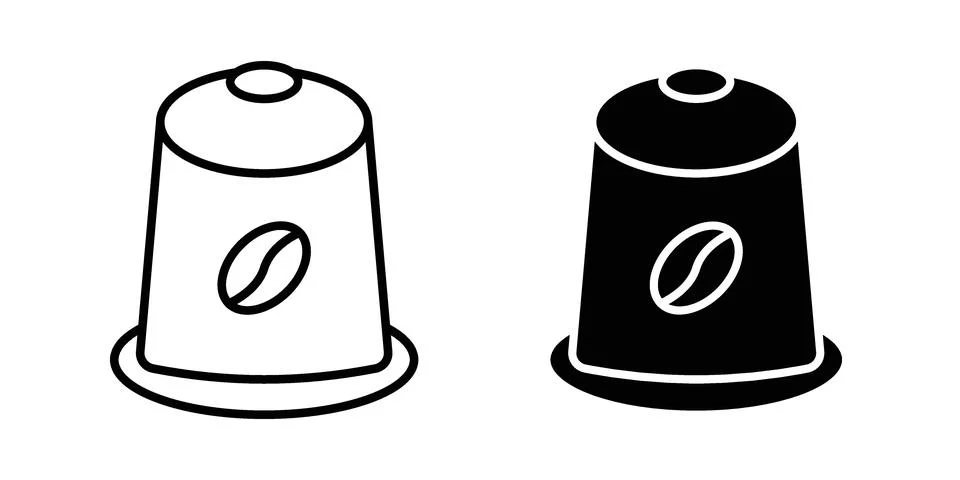 Coffee capsule icon linear versions pack on white background Stock Illustration