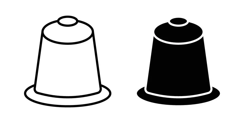 Coffee capsule icon linear versions pack on white background Stock Illustration