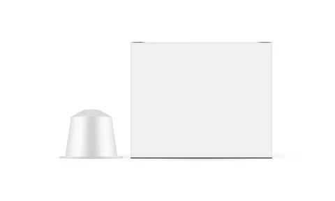Coffee Capsule With Paper Packaging Box Mockup, Front View Stock Illustration