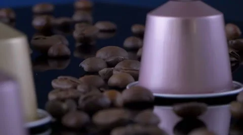 Coffee capsules and beans Stock Footage 46933334