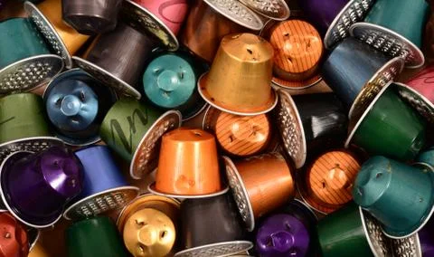 Coffee capsules background Stock Photos