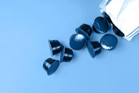 Coffee capsules flat lay Stock Photos