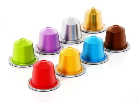 Coffee capsules isolated on white background. 3D illustration Stock Illustration