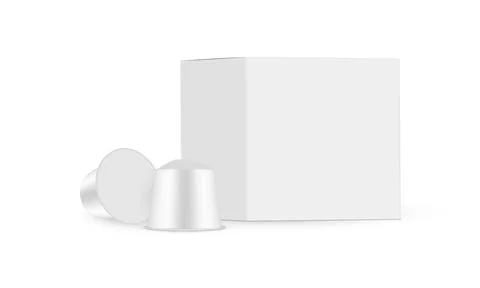 Coffee Capsules With Packaging Box Mockup, Side View Stock Illustration