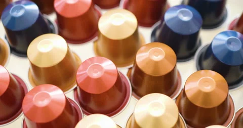 Coffee capsules  speed ramp Vídeo Stock 136049630