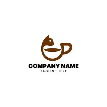 Coffee cat logo Design vector Stock-Illustration