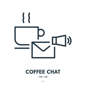 Coffee Chat Icon. Cup, Conversation, Drink. Editable Stroke. Simple Vector Ic Illustrazione stock