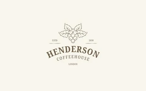Coffee Cherry Leaf Branch Logo Vector Template Classic Farmhouse Emblem Stock Illustration