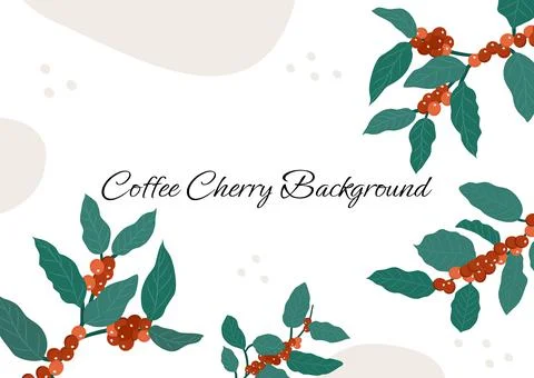 Coffee cherry tree frame with abstract background Stock Illustration