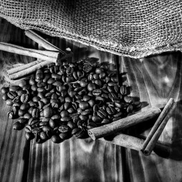 Coffee with cinnamon 스톡 사진