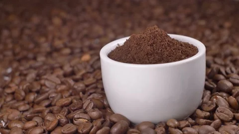 Coffee close-up footage. Fresh coffee beans in 4k. Stock Footage 138276231