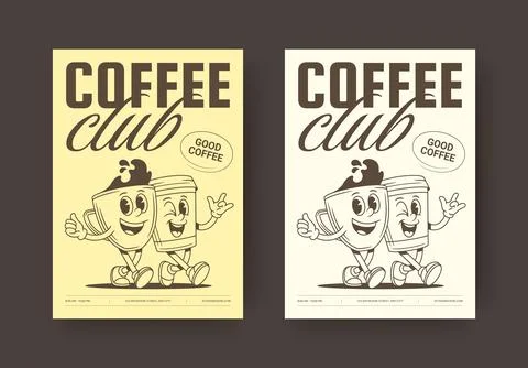 Coffee Club Flyer Vector Template For Local Coffee Community Promotion Ilustración de archivo