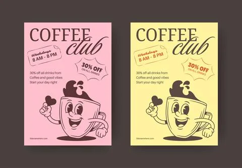 Coffee Club Flyer Vector Template For Weekday Discount Promotion イラスト素材