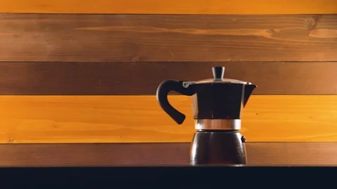 Coffee, coffee grinder, coffee maker and cup of coffee glide over the table Stock Footage 102557987