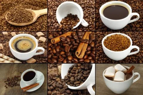 Coffee collage. Stock Photos