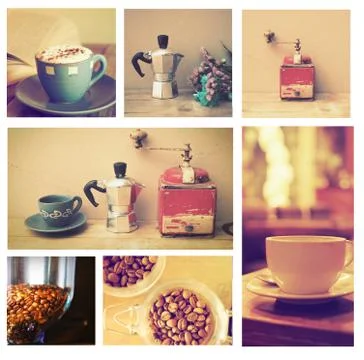 Coffee collage Stock Photos