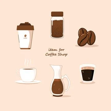 Coffee collection flat vector Stock Illustration
