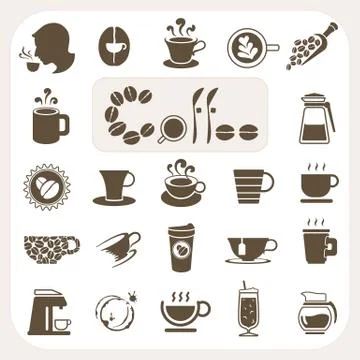 Coffee collection, vector icons set Illustrazione stock