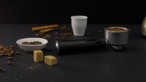 Coffee Composition Shooting on a Slider Stock Footage 227488804