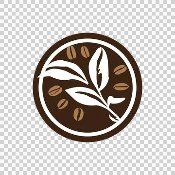 Coffee concept logo with leaves Stock Illustration