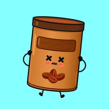Coffee container character feeling sick on blue background Stock Illustration