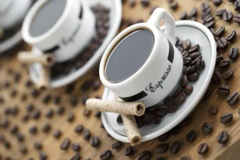 Coffee with cookie sticks Stock Photos