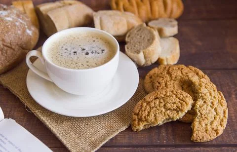 Coffee with cookies high angle Stock Photos