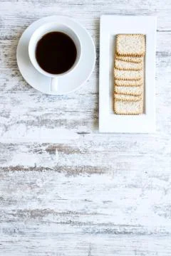 Coffee with crackers. Stock Photos