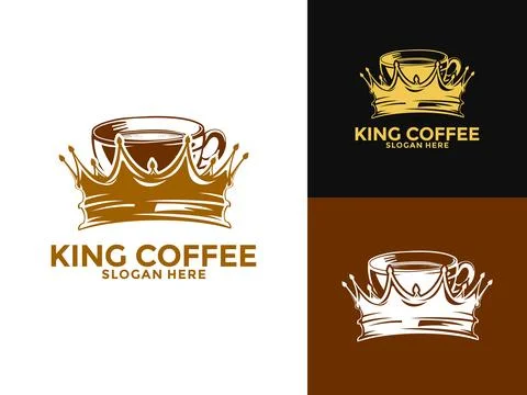 Coffee With Crown Logo Vector Illustration, King Coffee logo, Coffee Shop a.. Illustrazione stock