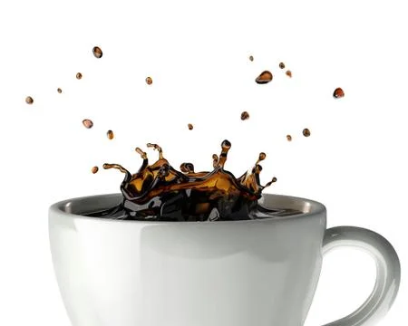 Coffee crown splash in mug. Close up view. Illustrazione stock