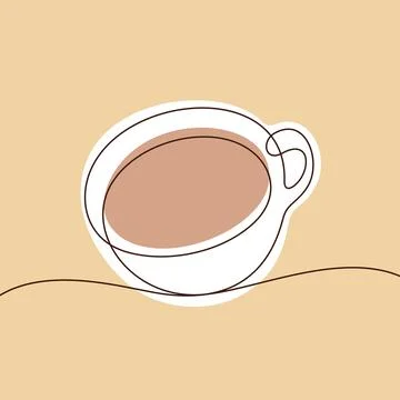 Coffee cup abstract one line vector illustration Stock Illustration