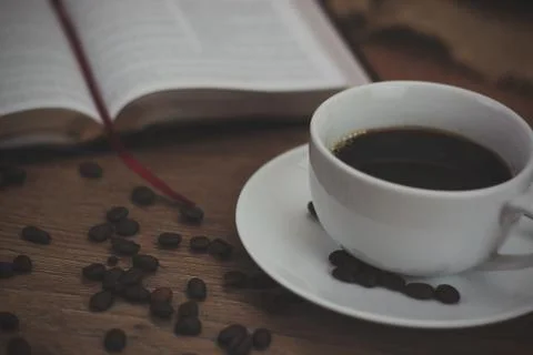 Coffee cup against a rustic background Stock Photos