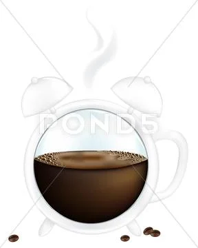 Coffee cup alarm clock Stock Illustration