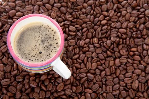 Coffee cup and beans Foto stock