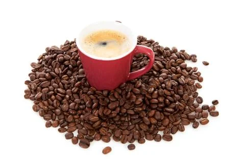 Coffee cup and beans Stock Photos
