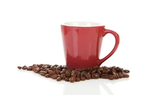 Coffee cup and beans Stock Photos
