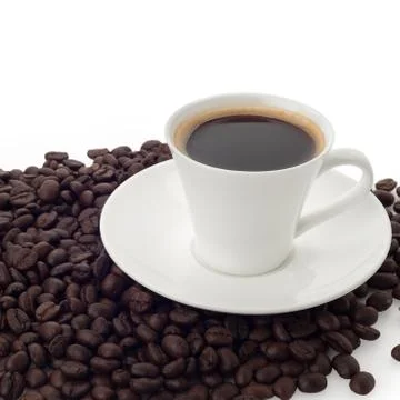 Coffee cup and beans Stock Photos