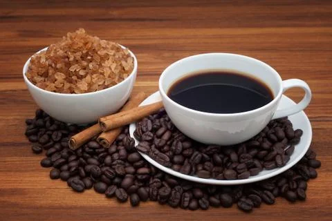 Coffee cup and beans Stock Photos