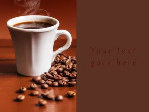 Coffee cup and beans  Stock Photos