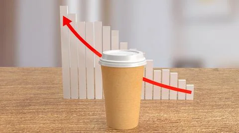 Coffee cup and chart  on table   in cafe for hot drink concept 3d rendering Stock Illustration