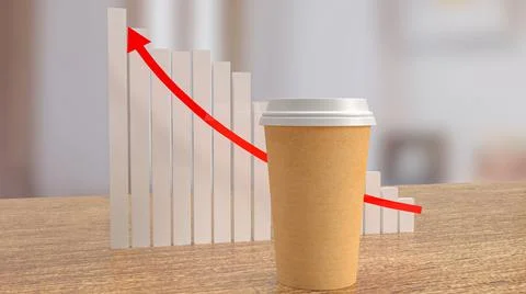 Coffee cup and chart  on table   in cafe for hot drink concept 3d rendering Stock Illustration